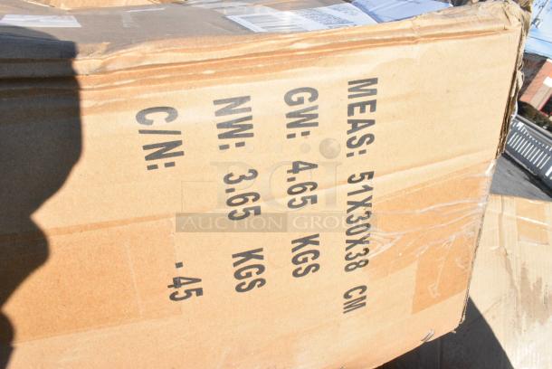 15 BRAND NEW! Boxes Including 2 Clear Bins, 612527L Choice 7" Round Foil-Laminated Board Lid - 500/Case, Shower Caps, 433TRAY300 EcoChoice 9" x 7" Molded Fiber / Pulp Rectangular Tray - 250/Case, 303BWW204 Acopa Ugoki 4 oz. Matte Black Two Compartment Melamine Sauce Dish with Ivory Rim - 12/Pack, RTP16D Cups. 15 Times Your Bid! - Image 7 of 14