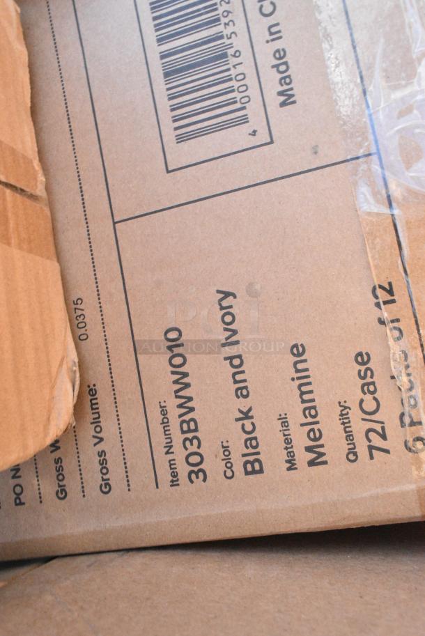 15 BRAND NEW! Boxes Including 2 Clear Bins, 612527L Choice 7" Round Foil-Laminated Board Lid - 500/Case, Shower Caps, 433TRAY300 EcoChoice 9" x 7" Molded Fiber / Pulp Rectangular Tray - 250/Case, 303BWW204 Acopa Ugoki 4 oz. Matte Black Two Compartment Melamine Sauce Dish with Ivory Rim - 12/Pack, RTP16D Cups. 15 Times Your Bid! - Image 12 of 14