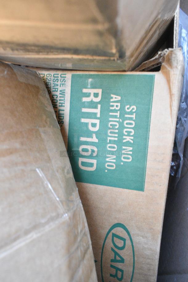 15 BRAND NEW! Boxes Including 2 Clear Bins, 612527L Choice 7" Round Foil-Laminated Board Lid - 500/Case, Shower Caps, 433TRAY300 EcoChoice 9" x 7" Molded Fiber / Pulp Rectangular Tray - 250/Case, 303BWW204 Acopa Ugoki 4 oz. Matte Black Two Compartment Melamine Sauce Dish with Ivory Rim - 12/Pack, RTP16D Cups. 15 Times Your Bid! - Image 14 of 14