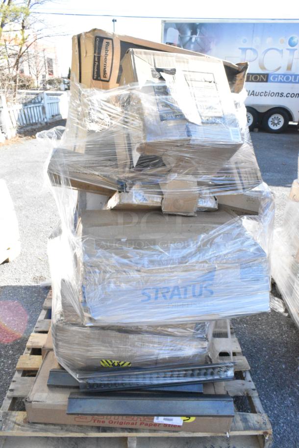 13 BRAND NEW! Boxes Including 594PSTK416 Paper Lollipop / Cake Pop Stick 4" x 5/32" - 12000/Case, 3 Box 427COSM3030B Lancaster Table & Seating Harbor Black 30" Square Outdoor Standard Height Table with Ornate Legs, 257HC2430 Lavex Pro 24" x 30" NSF Chrome Heavy-Duty Wire Shelf, 553BWTMRT08 Acopa Endure 8 oz. Tritan™ Plastic Stemless Martini Glass - 12/Pack, 600PUD1611 Regency 16" x 12" Beer Case / Multi-Purpose Solid-Surface Dolly. 13 Times Your Bid! - Image 4 of 13