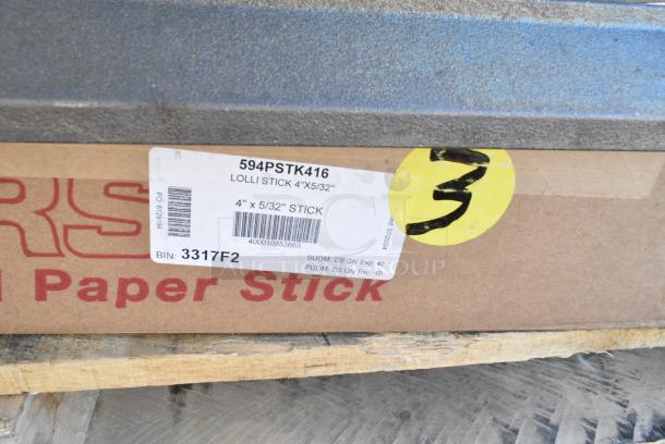 13 BRAND NEW! Boxes Including 594PSTK416 Paper Lollipop / Cake Pop Stick 4" x 5/32" - 12000/Case, 3 Box 427COSM3030B Lancaster Table & Seating Harbor Black 30" Square Outdoor Standard Height Table with Ornate Legs, 257HC2430 Lavex Pro 24" x 30" NSF Chrome Heavy-Duty Wire Shelf, 553BWTMRT08 Acopa Endure 8 oz. Tritan™ Plastic Stemless Martini Glass - 12/Pack, 600PUD1611 Regency 16" x 12" Beer Case / Multi-Purpose Solid-Surface Dolly. 13 Times Your Bid! - Image 5 of 13