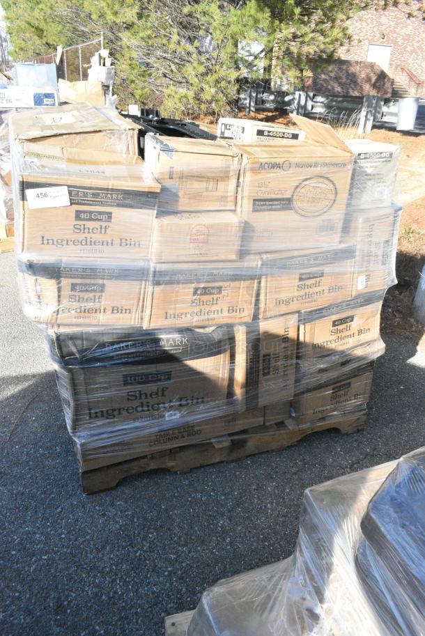 32 BRAND NEW! Boxes Including 7 176IB40 BIN INGREDIENT 40 CUPS NSF, 2 GALLON BAKER'S MARK - From Kit 176IBSE860WC, 347RP10WHSS Visions Wave 10" White Plastic Plate - 144/Case, 176IB100 BIN INGREDIENT 100 CUPS NSF, 6 GALLON BAKER'S MARK, 475WHTRDOLLY Lavex Black Trainable Slim Trash Can Dolly, 303TBS14 Acopa 13 1/4" x 10 1/8" Brown Speckle Narrow Rim Oval Stoneware Platter - 12/Case. 32 Times Your Bid! - Image 1 of 14