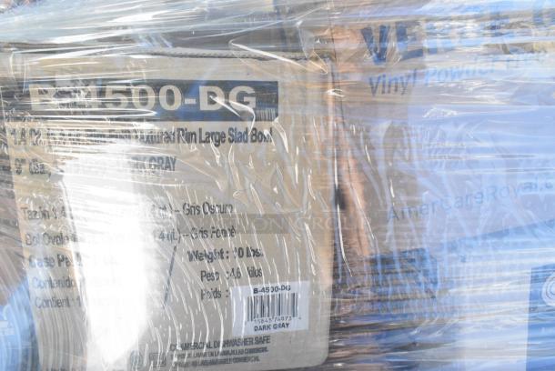 32 BRAND NEW! Boxes Including 7 176IB40 BIN INGREDIENT 40 CUPS NSF, 2 GALLON BAKER'S MARK - From Kit 176IBSE860WC, 347RP10WHSS Visions Wave 10" White Plastic Plate - 144/Case, 176IB100 BIN INGREDIENT 100 CUPS NSF, 6 GALLON BAKER'S MARK, 475WHTRDOLLY Lavex Black Trainable Slim Trash Can Dolly, 303TBS14 Acopa 13 1/4" x 10 1/8" Brown Speckle Narrow Rim Oval Stoneware Platter - 12/Case. 32 Times Your Bid! - Image 6 of 14