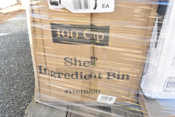 32 BRAND NEW! Boxes Including 7 176IB40 BIN INGREDIENT 40 CUPS NSF, 2 GALLON BAKER'S MARK - From Kit 176IBSE860WC, 347RP10WHSS Visions Wave 10" White Plastic Plate - 144/Case, 176IB100 BIN INGREDIENT 100 CUPS NSF, 6 GALLON BAKER'S MARK, 475WHTRDOLLY Lavex Black Trainable Slim Trash Can Dolly, 303TBS14 Acopa 13 1/4" x 10 1/8" Brown Speckle Narrow Rim Oval Stoneware Platter - 12/Case. 32 Times Your Bid! - Image 9 of 14