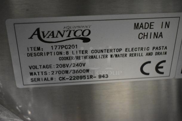 BRAND NEW SCRATCH AND DENT! Avantco 177PC201 Stainless Steel Commercial Countertop Electric Powered Pasta Cooker. 208-240 Volts, 1 Phase. - Image 8 of 8