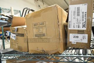 3 BRAND NEW SCRATCH AND DENT! Items Including 5RHKT-01 Fry Pan Set, Tuxton BEF-1402 White Ceramic Mugs, 303BWCOP13 11.75"x8" Coupe Plates. 3 Times Your Bid!