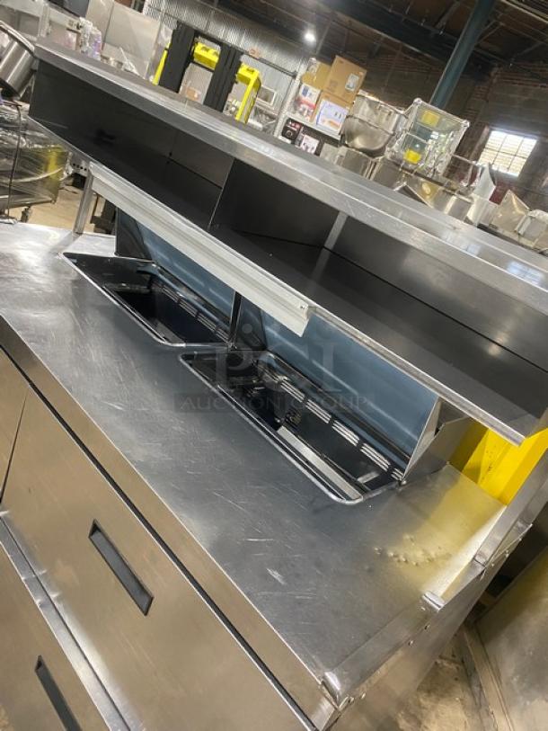 Delfield Commercial Stainless Steel 4 Drawer Refrigerated Mega Top Salad/Sandwich Prep Table! With Enclosed Storage Base Type Shelf & Aluminum Order Rack Overhead! Model: UCD4464N-12-DD5 SN: 1111152001256! 115V 1Phase! - Image 8 of 10
