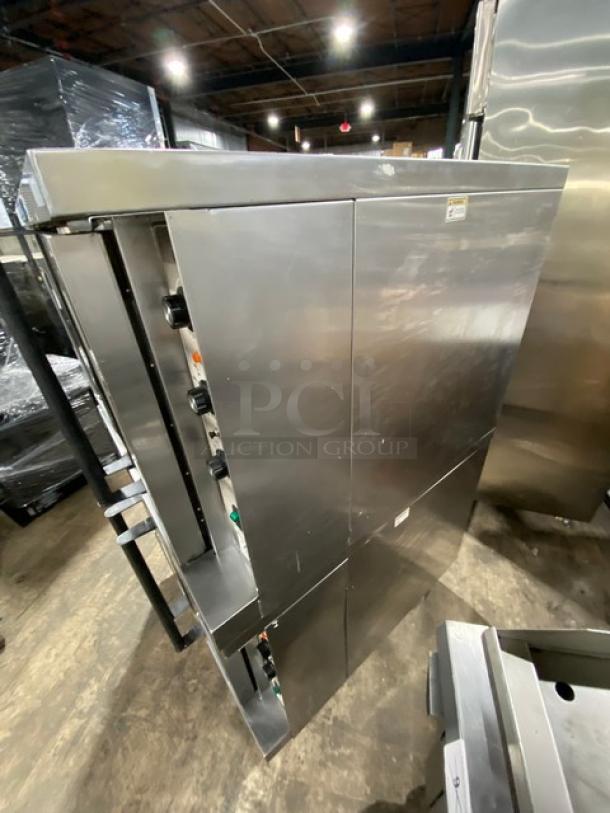 SWEET! Bakers Pride Cyclone Series Commercial Stainless Steel Electric Powered Double Stacked Convection Oven! With Oven Wire Racks! Model: BCO-E1 SN: 5550420010003! 208V 3 Phase! On Casters! 2X Your Bid Makes One Unit! - Image 2 of 10