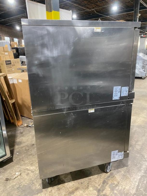 SWEET! Bakers Pride Cyclone Series Commercial Stainless Steel Electric Powered Double Stacked Convection Oven! With Oven Wire Racks! Model: BCO-E1 SN: 5550420010003! 208V 3 Phase! On Casters! 2X Your Bid Makes One Unit! - Image 3 of 10