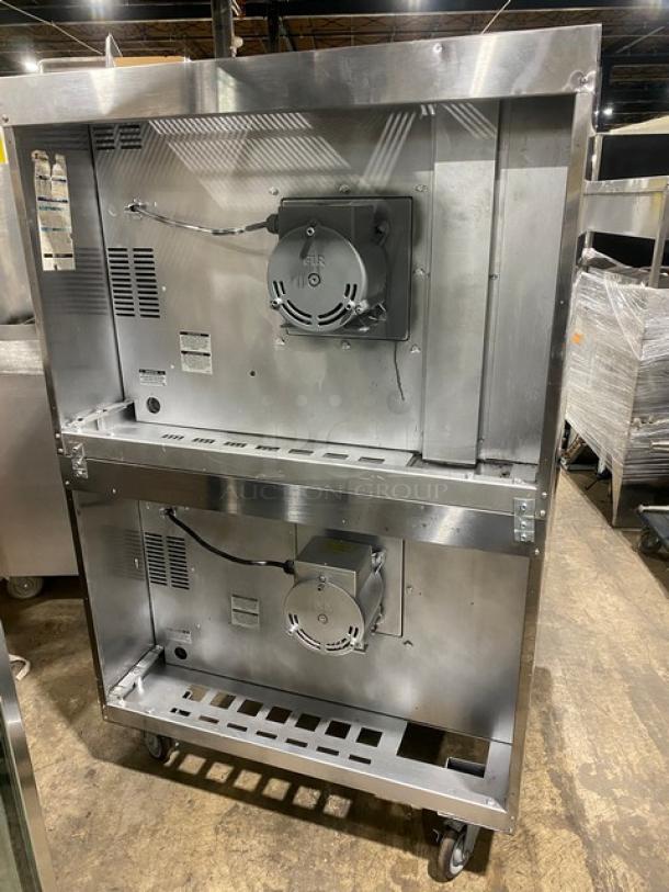 SWEET! Bakers Pride Cyclone Series Commercial Stainless Steel Electric Powered Double Stacked Convection Oven! With Oven Wire Racks! Model: BCO-E1 SN: 5550420010003! 208V 3 Phase! On Casters! 2X Your Bid Makes One Unit! - Image 4 of 10