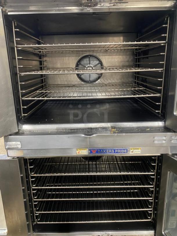 SWEET! Bakers Pride Cyclone Series Commercial Stainless Steel Electric Powered Double Stacked Convection Oven! With Oven Wire Racks! Model: BCO-E1 SN: 5550420010003! 208V 3 Phase! On Casters! 2X Your Bid Makes One Unit! - Image 6 of 10