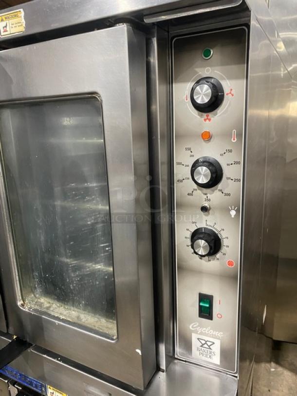 SWEET! Bakers Pride Cyclone Series Commercial Stainless Steel Electric Powered Double Stacked Convection Oven! With Oven Wire Racks! Model: BCO-E1 SN: 5550420010003! 208V 3 Phase! On Casters! 2X Your Bid Makes One Unit! - Image 8 of 10
