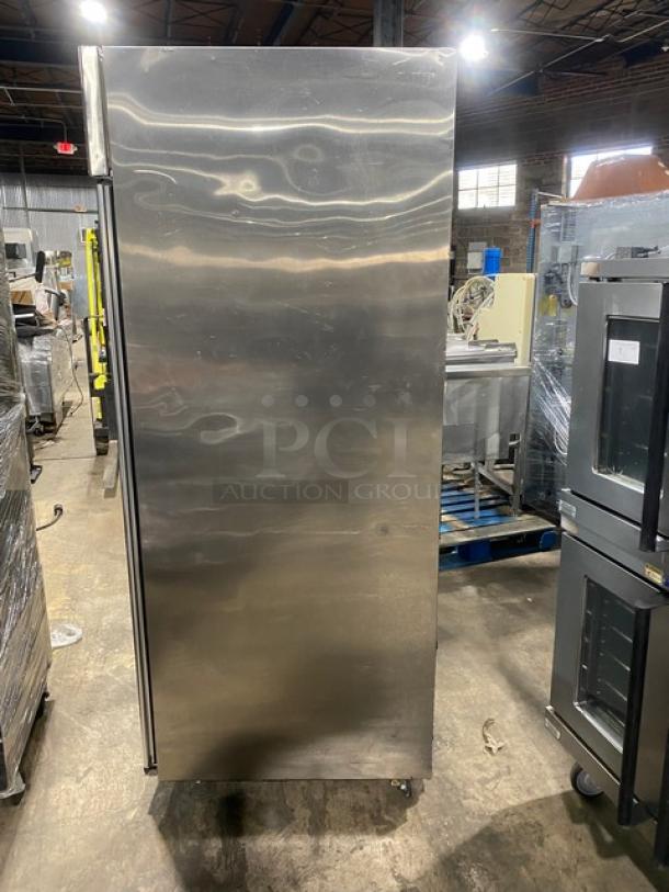Hoshizaki Energy Star Commercial Stainless Steel Double Glass Door Reach In Refrigerator! With Built In Pan Holding Racks!  Model: CR2B-FGY SN: E50251C! 115V 1 Phase! On Casters! - Image 3 of 11