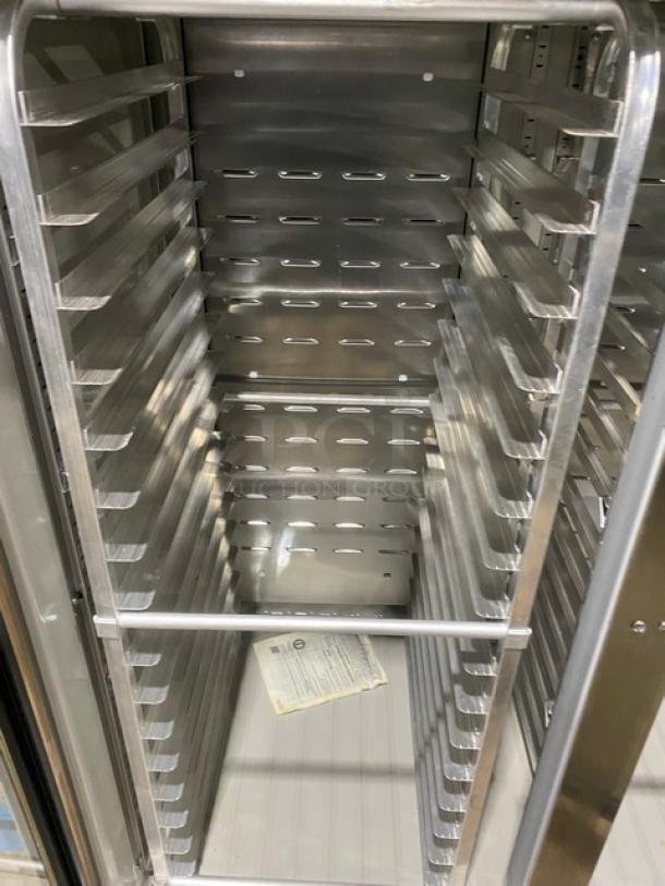 Hoshizaki Energy Star Commercial Stainless Steel Double Glass Door Reach In Refrigerator! With Built In Pan Holding Racks!  Model: CR2B-FGY SN: E50251C! 115V 1 Phase! On Casters! - Image 6 of 11