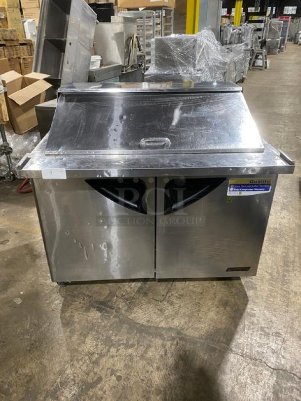 Turbo-Air Commercial Stainless Steel 2 Door Refrigerated Mega Top Salad/Sandwich Prep Table! With Wire Racks! Model: TST-48SD-18 SN: M418605009! 115V! On Casters! - Image 1 of 9