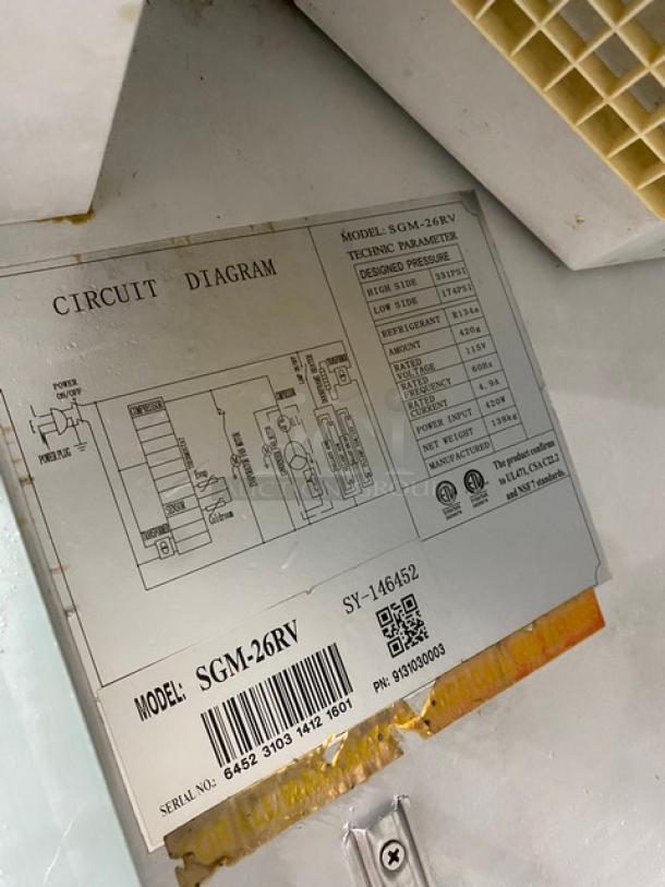 Spartan Commercial Single Glass Door Reach In Refrigerator Merchandiser! With Poly Coated Wire Racks! Model: SGM-26RV SN: 6452310314121601! 115V! On Casters! - Image 7 of 9