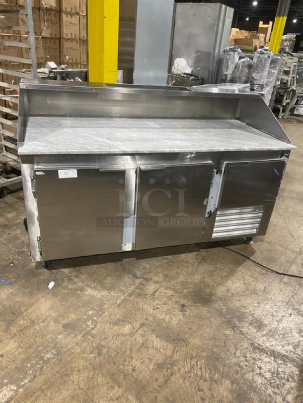 Commercial Stainless Steel 3 Door Refrigerated Pizza Prep Table/Dough Retarder! With Marble Worktop! On Casters! - Image 6 of 14