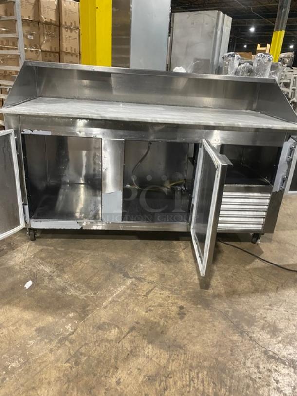 Commercial Stainless Steel 3 Door Refrigerated Pizza Prep Table/Dough Retarder! With Marble Worktop! On Casters! - Image 12 of 14
