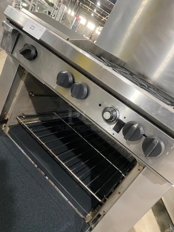 Southbend Commercial Stainless Steel Natural Gas Powered 4 Burner Range/Flat Griddle Split Top & Oven Combo! With Back Splash! With Wire Oven Rack! Model: X336D-1GL SN: 04C65469! On Casters! Working When Removed! - Image 9 of 10