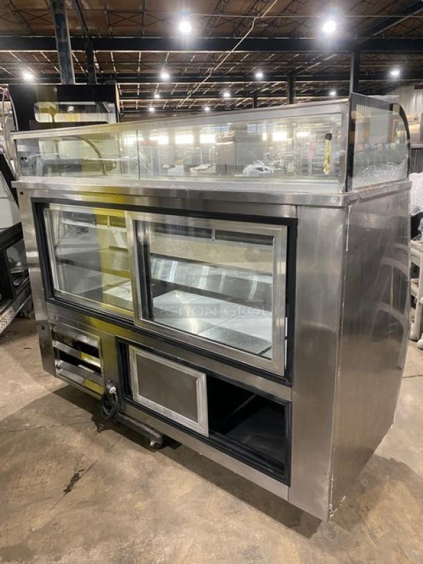 Leader 7/11 Style Commercial Refrigerated Slanted Glass Deli Display Case! With Additional Top Display! With Rear Storage Compartment! With Rear Access Sliding Glass Doors! With Stainless Steel Shelves! Model: SDL72 S/C SN: PU07s0711! 115V 1 Phase! - Image 4 of 10