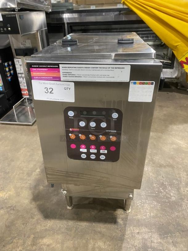 Silver King Dunkin Donuts Style Commercial Stainless Steel Countertop Dairy Dispenser! With 3 Liquid Level Sensing Dispensers! Model: SKED12-V3-1-KE1 SN: APDP288875P! 115V! On Legs! - Image 1 of 8