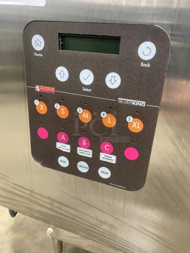 Silver King Dunkin Donuts Style Commercial Stainless Steel Countertop Dairy Dispenser! With 3 Liquid Level Sensing Dispensers! Model: SKED12-V3-1-KE1 SN: APDP288875P! 115V! On Legs! - Image 7 of 8