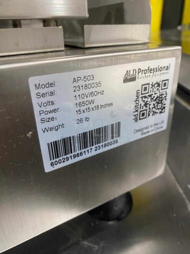 ALDKitchen Commercial Stainless Steel Countertop Stick Waffle Maker! Model: AP-503 SN: 23180035! 110V! On Legs! - Image 5 of 8