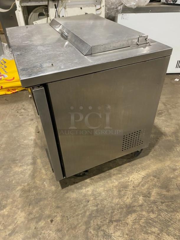 True Commercial Stainless Steel Refrigerated 2 Door Mega Top Salad/Sandwich Prep Table! With Poly Coated Wire Racks! Model: TSSU-36-08 SN: 8815688! 115V 1 Phase! On Casters! - Image 3 of 9
