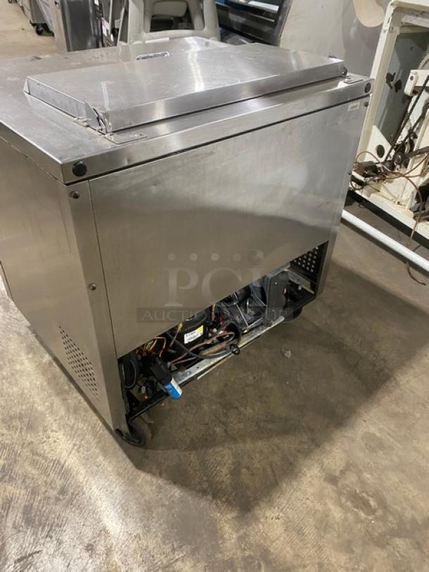 True Commercial Stainless Steel Refrigerated 2 Door Mega Top Salad/Sandwich Prep Table! With Poly Coated Wire Racks! Model: TSSU-36-08 SN: 8815688! 115V 1 Phase! On Casters! - Image 4 of 9