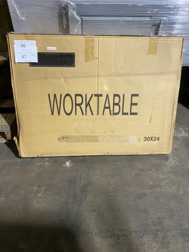 New In The Box! Pantin Commercial 30x24 Stainless Steel Worktable! With Rice Cooker Cut Out! On Double Shelf Stand With Legs! - Image 1 of 8
