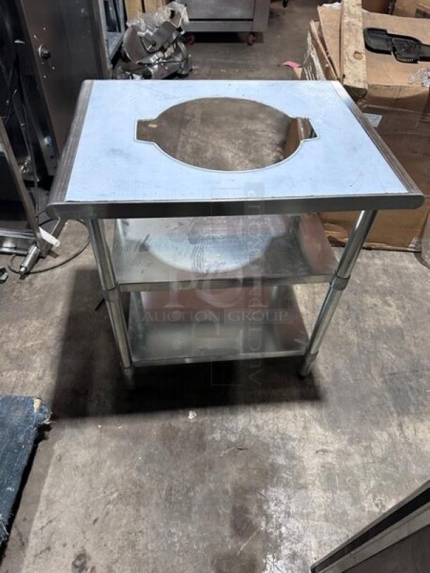 New In The Box! Pantin Commercial 30x24 Stainless Steel Worktable! With Rice Cooker Cut Out! On Double Shelf Stand With Legs! - Image 4 of 8