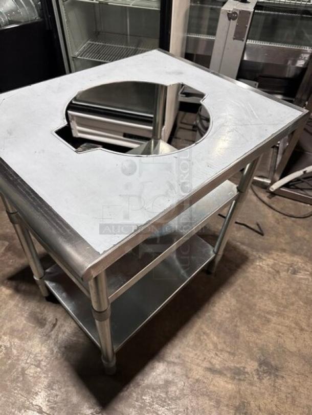 New In The Box! Pantin Commercial 30x24 Stainless Steel Worktable! With Rice Cooker Cut Out! On Double Shelf Stand With Legs! - Image 7 of 8