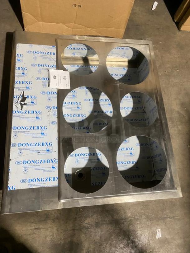 New! Commercial Stainless Steel 6 Hole Steam Table Adapter Plate! With Hot Well & Drain Hole! - Image 2 of 6