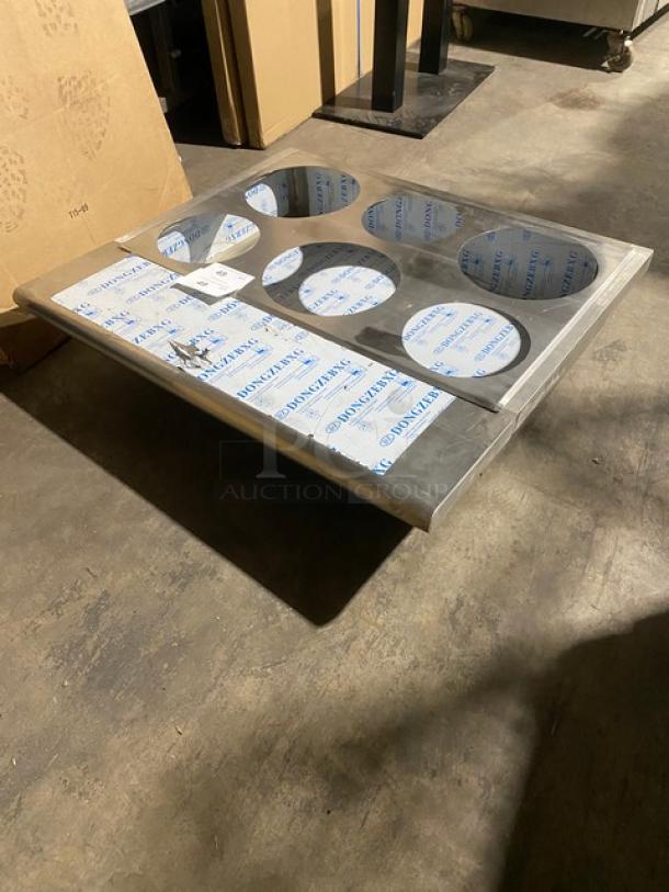 New! Commercial Stainless Steel 6 Hole Steam Table Adapter Plate! With Hot Well & Drain Hole! - Image 6 of 6