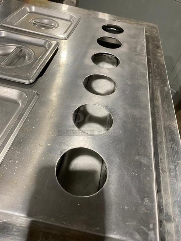 Atosa! Late Model 2021! Commercial Stainless Steel Refrigerated 2 Door Mega Top Salad/Sandwich Prep Table! With Hotel Pan Lids! With Poly Coated Wire Racks! Model: MSF8307GR SN: MSF8307GRAUS1T0321113000C40037! 115V 1 Phase! On Casters! Working When Removed! Still Under Warranty! - Image 6 of 11