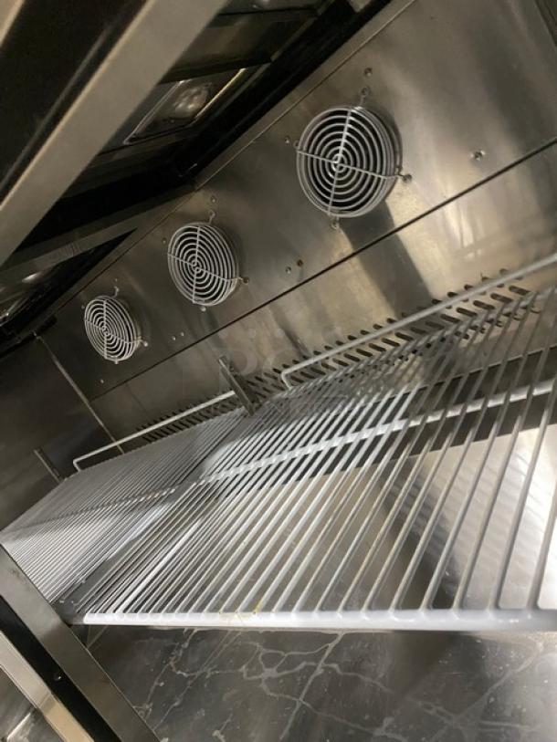 Atosa! Late Model 2021! Commercial Stainless Steel Refrigerated 2 Door Mega Top Salad/Sandwich Prep Table! With Hotel Pan Lids! With Poly Coated Wire Racks! Model: MSF8307GR SN: MSF8307GRAUS1T0321113000C40037! 115V 1 Phase! On Casters! Working When Removed! Still Under Warranty! - Image 9 of 11