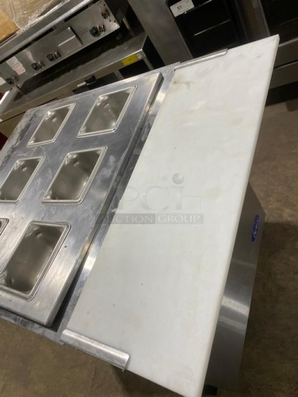 Atosa! Late Model 2022! Commercial Stainless Steel Refrigerated 1 Door Mega Top Salad/Sandwich Prep Table! With Removable Cutting Board! With Hotel Pans! With Poly Coated Wire Rack! Model: MSF8305GR SN: MSF8305GRAUS1T0322031100C4002! 115V 1 Phase! Working When Removed! Still Under Warranty! - Image 8 of 11