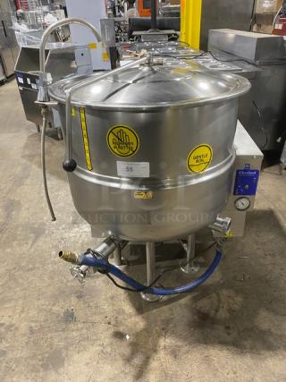 Cleveland Range Commercial Stainless Steel Natural Gas Powered Self Contained Stationary Steam Kettle! With Faucet & Spout! On Legs! Working When Removed!