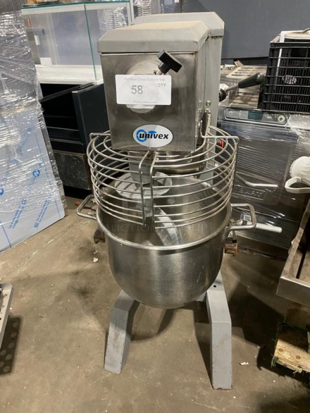 Univex Commercial Floor Style 30 Qt Planetary Mixer! With Splash Guard! With Stainless Steel Mixing Bowl! With Dough Hook Attachment! Model: SRM30+ SN: M14010069! 115V 1 Phase! On Legs! - Image 1 of 9