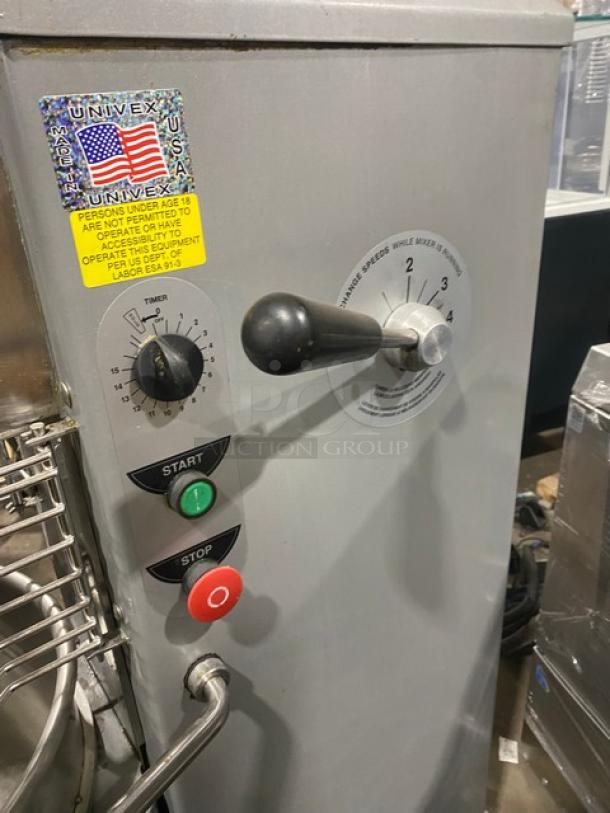 Univex Commercial Floor Style 30 Qt Planetary Mixer! With Splash Guard! With Stainless Steel Mixing Bowl! With Dough Hook Attachment! Model: SRM30+ SN: M14010069! 115V 1 Phase! On Legs! - Image 7 of 9