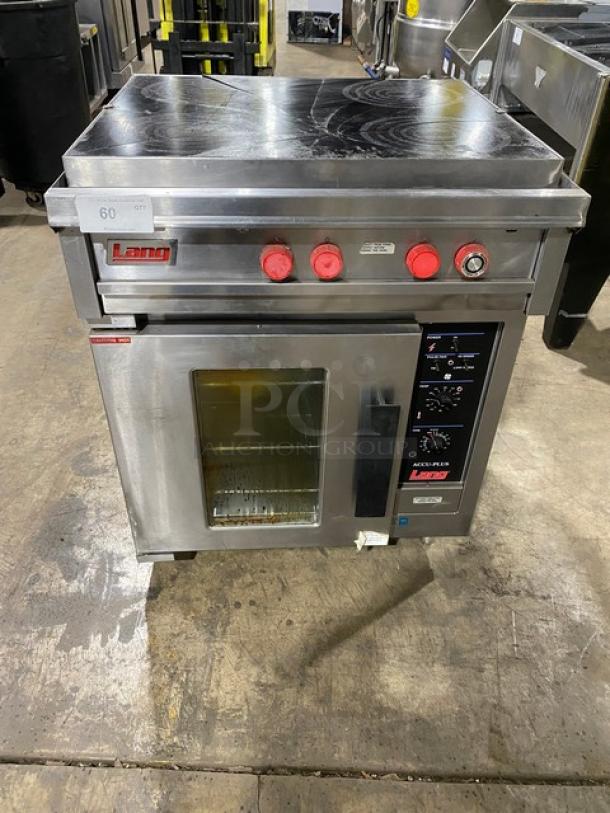 Lang Accu-Plus Series Commercial Stainless Steel Electric Powered 4 Burner Hot Plate Range! With Half Size Convection Oven Underneath! With Wire Oven Racks! Model: RCOHAP-208V SN: COE1113A0020! 208V 1/3 Phase! On Legs & Casters! - Image 1 of 11