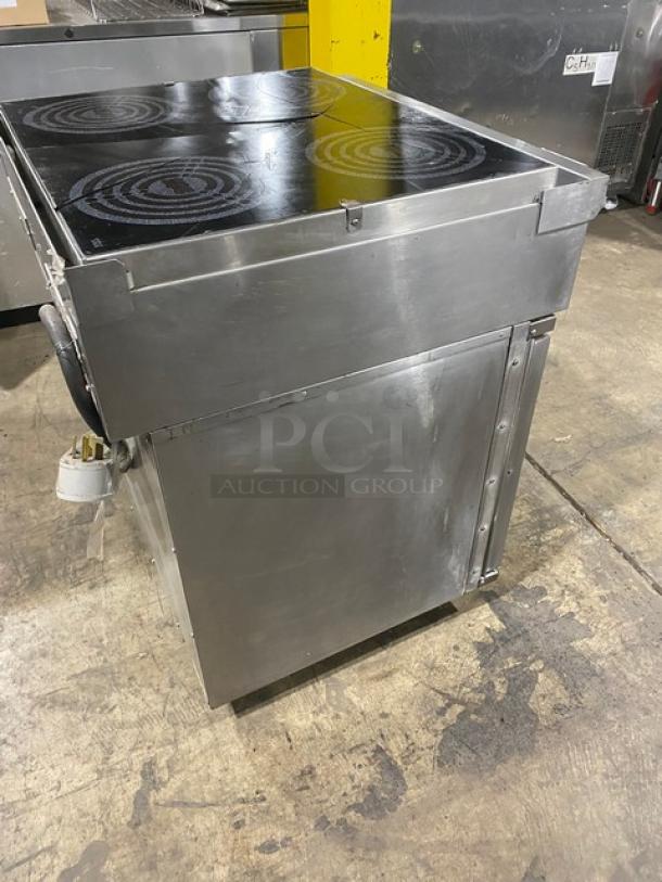 Lang Accu-Plus Series Commercial Stainless Steel Electric Powered 4 Burner Hot Plate Range! With Half Size Convection Oven Underneath! With Wire Oven Racks! Model: RCOHAP-208V SN: COE1113A0020! 208V 1/3 Phase! On Legs & Casters! - Image 3 of 11