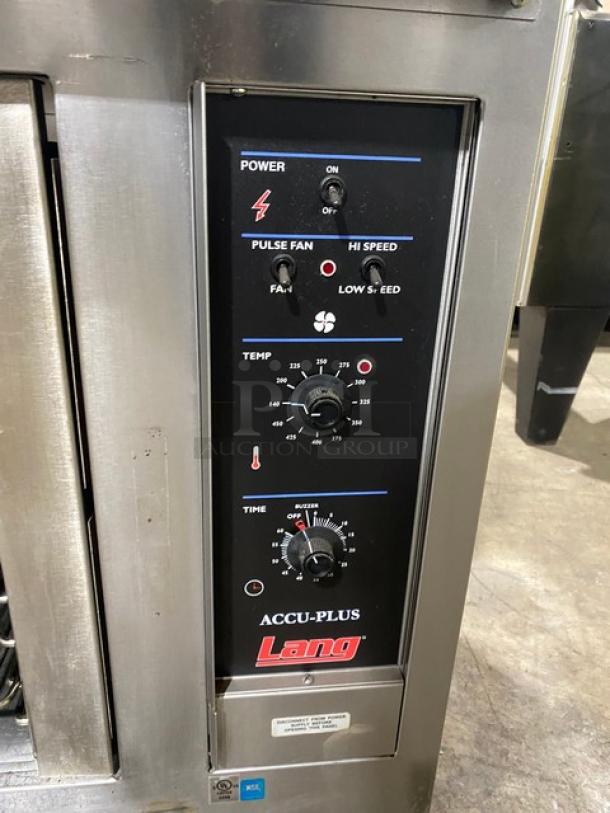 Lang Accu-Plus Series Commercial Stainless Steel Electric Powered 4 Burner Hot Plate Range! With Half Size Convection Oven Underneath! With Wire Oven Racks! Model: RCOHAP-208V SN: COE1113A0020! 208V 1/3 Phase! On Legs & Casters! - Image 8 of 11