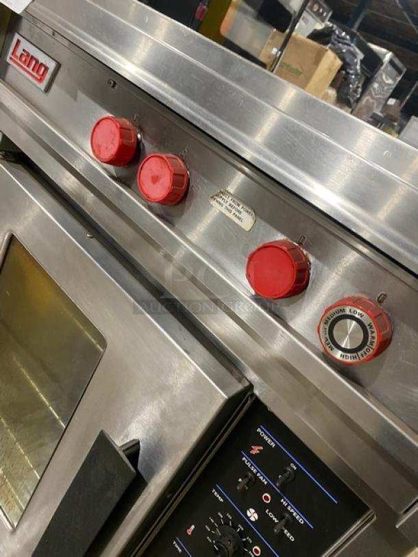 Lang Accu-Plus Series Commercial Stainless Steel Electric Powered 4 Burner Hot Plate Range! With Half Size Convection Oven Underneath! With Wire Oven Racks! Model: RCOHAP-208V SN: COE1113A0020! 208V 1/3 Phase! On Legs & Casters! - Image 9 of 11