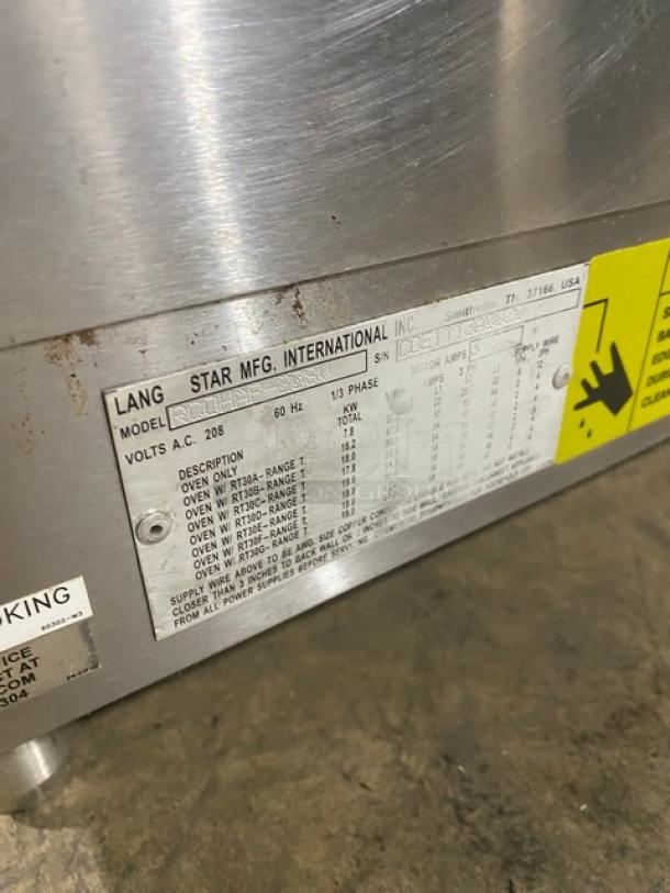 Lang Accu-Plus Series Commercial Stainless Steel Electric Powered 4 Burner Hot Plate Range! With Half Size Convection Oven Underneath! With Wire Oven Racks! Model: RCOHAP-208V SN: COE1113A0020! 208V 1/3 Phase! On Legs & Casters! - Image 10 of 11