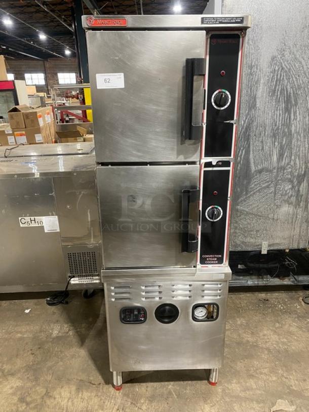 Market Forge Commercial Stainless Steel Natural Gas Powered Convection Steam Cooker Oven! With 2 Individual Controlled Compartments! Model: ST-10! On Legs! - Image 1 of 9