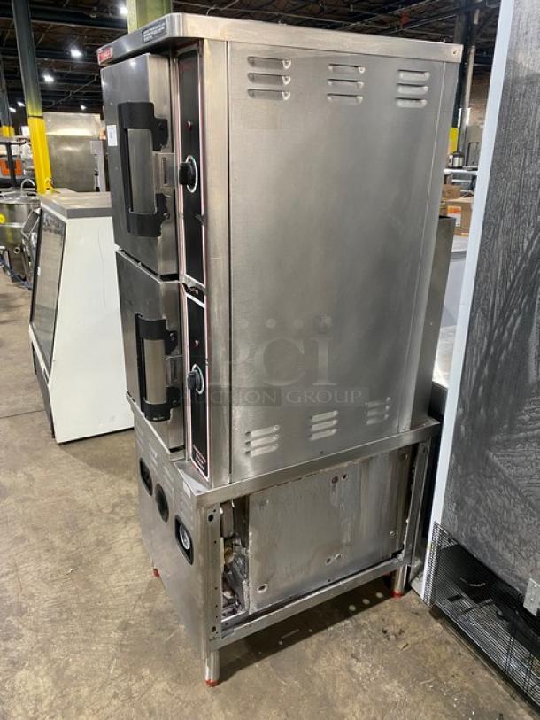 Market Forge Commercial Stainless Steel Natural Gas Powered Convection Steam Cooker Oven! With 2 Individual Controlled Compartments! Model: ST-10! On Legs! - Image 2 of 9