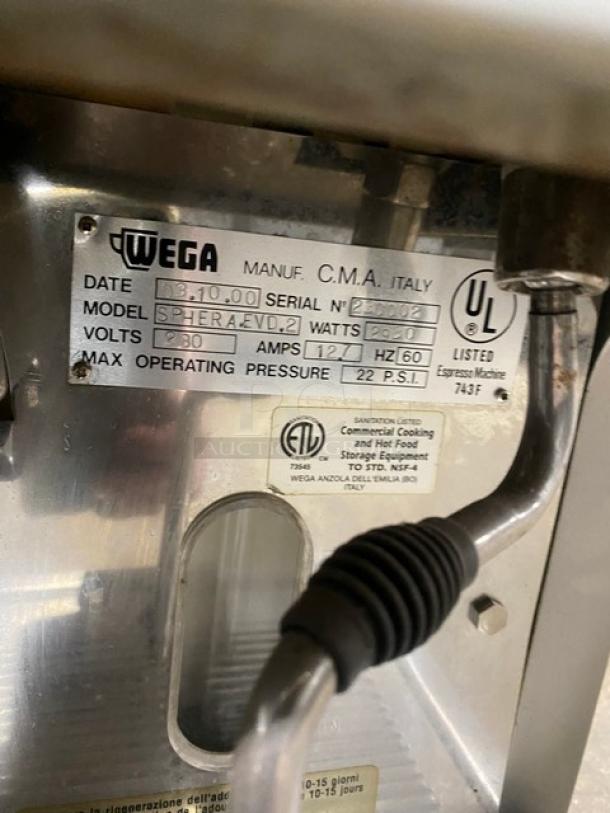 Wega Sphera Series Commercial Countertop EVD 2 Group Espresso Machine! Model: SPHERA.EVD.2 SN: 230002! 230V! - Image 7 of 8