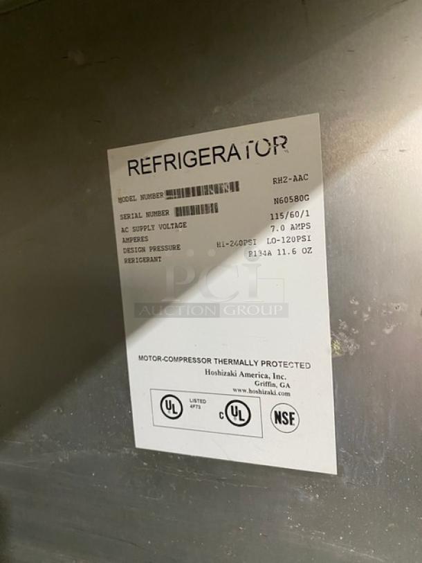 Hoshizaki Commercial Stainless Steel Solid 2 Door Safe Temp Reach In Refrigerator! With Built-in Pan Holding Racks! Model: RH2-AAC SN: N60580G! 115V 1 Phase! On Casters! - Image 7 of 8