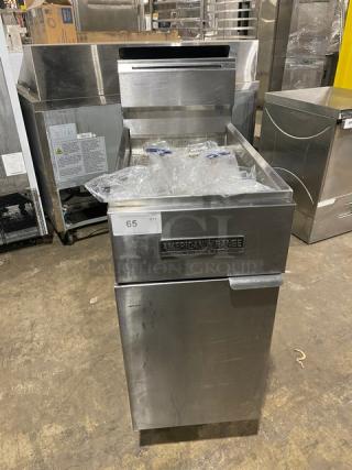 American Range Commercial Stainless Steel Natural Gas Powered Deep Fat Fryer! With Back Splash! With New Frying Baskets! On Legs!